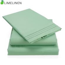 Limelinen Bed Sheet Set - Bulk Case 6 Sets- Super Soft Easy Care - Wrinkle, Fade, Stain Resistant - Brushed Microfiber - with 16 inch Deep Pockets Bedding Hypoallergenic, Queen Blue